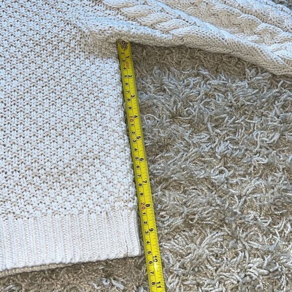 Aerie Womens Chunky Cable Knit Crew Neck Creamy White Pullover Sweater Size M - Picture 7 of 15